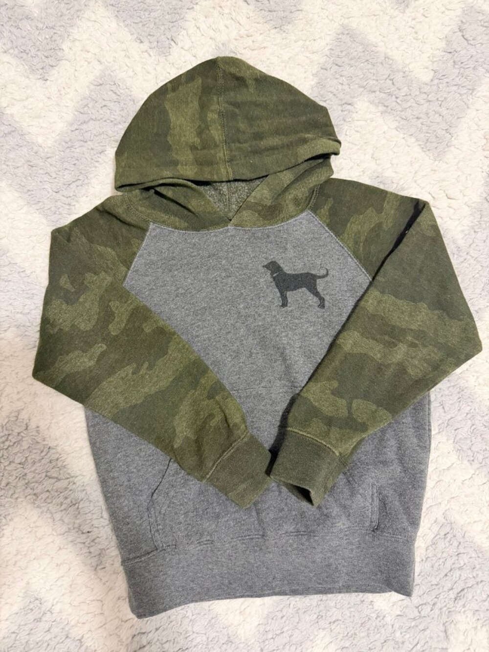 The Black Dog Kids Gray Camo Hoodie Sweatshirt Size XS